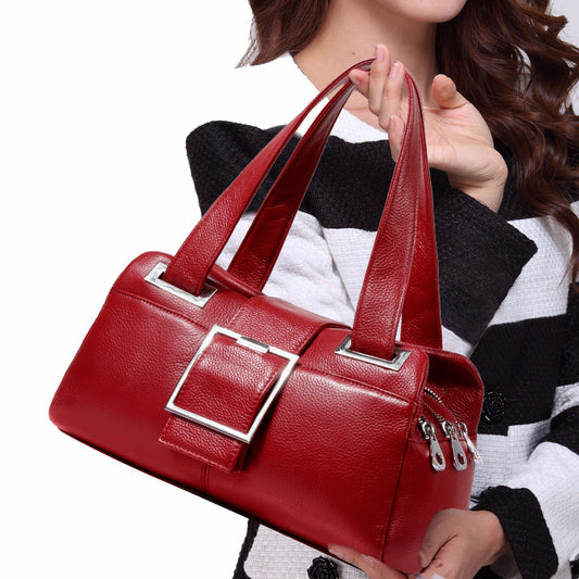 Women's Summer Trendy Leather Solid Color Pillow Handbags