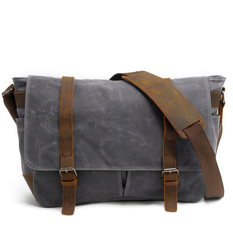 Men's Retro Canvas Vintage Oil Wax Waterproof Men's Messenger Bags