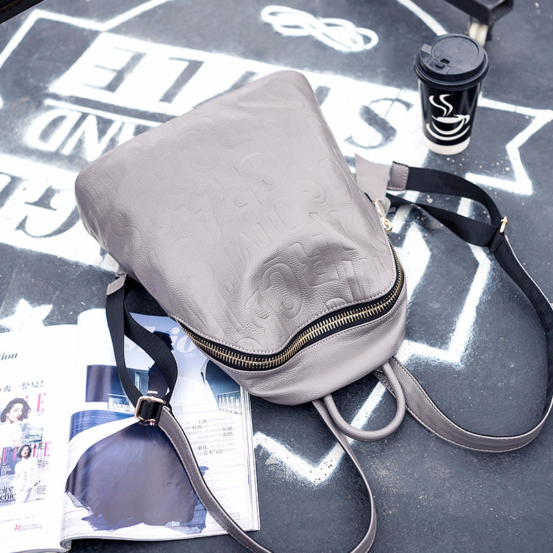 Women's Popular First Layer Leather Simple Backpacks