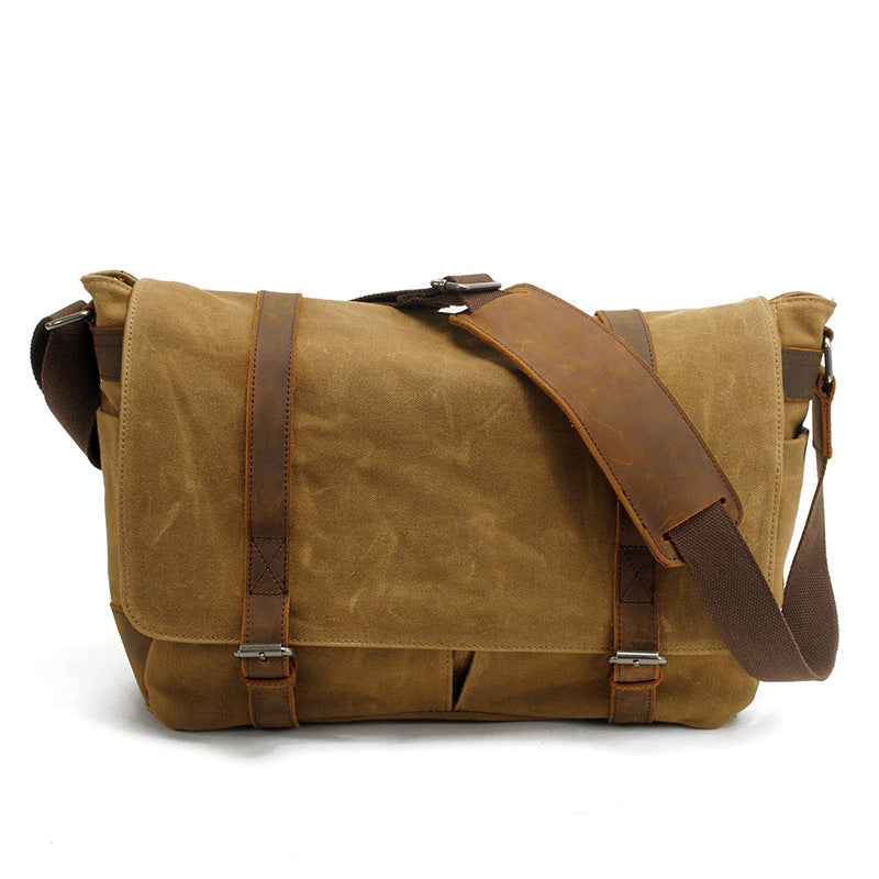 Men's Retro Canvas Vintage Oil Wax Waterproof Men's Messenger Bags