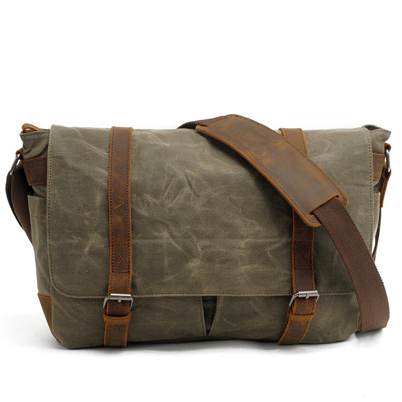 Men's Retro Canvas Vintage Oil Wax Waterproof Men's Messenger Bags