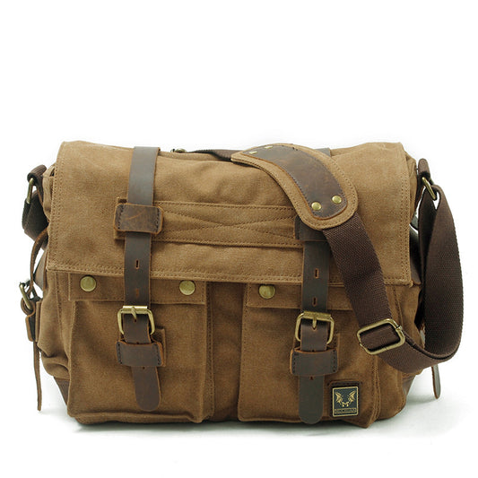 Men's Canvas Retro Horizontal Leisure Commuter Men's Messenger Bags