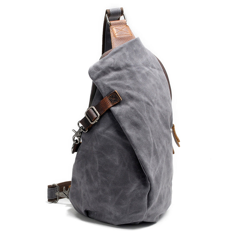 Men's Durable Oil Wax Canvas Retro Men's Chest Bags