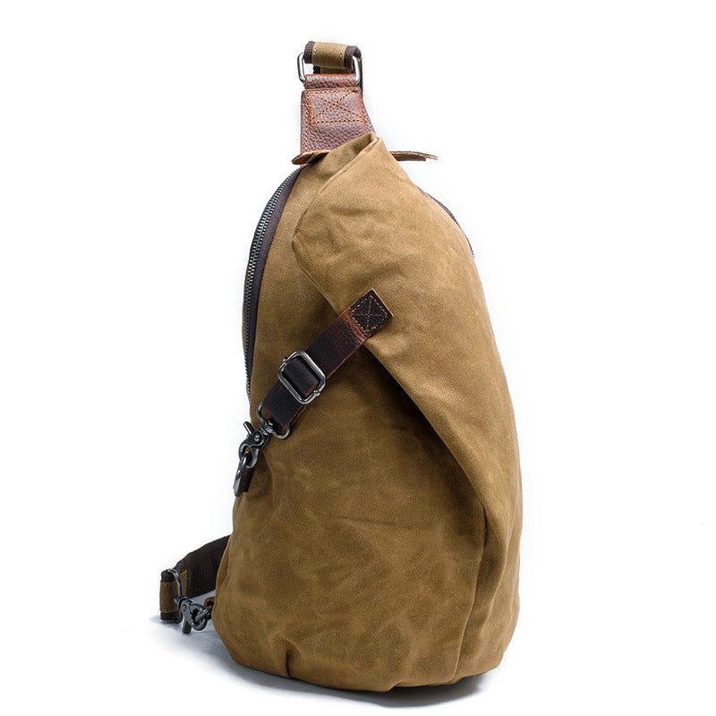 Men's Durable Oil Wax Canvas Retro Men's Chest Bags