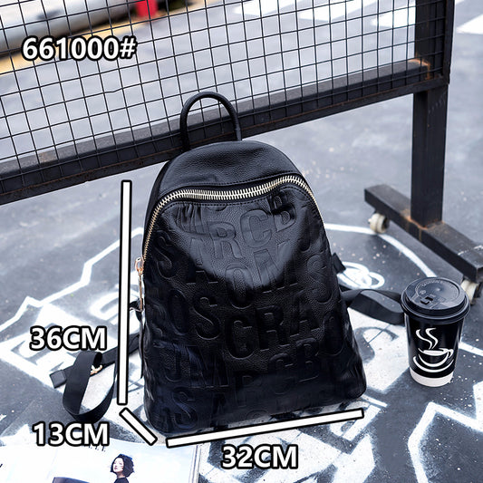 Women's Popular First Layer Leather Simple Backpacks