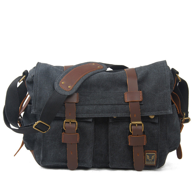 Men's Canvas Retro Horizontal Leisure Commuter Men's Messenger Bags