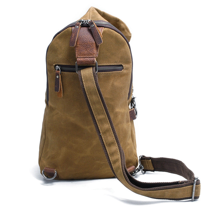 Men's Durable Oil Wax Canvas Retro Men's Chest Bags