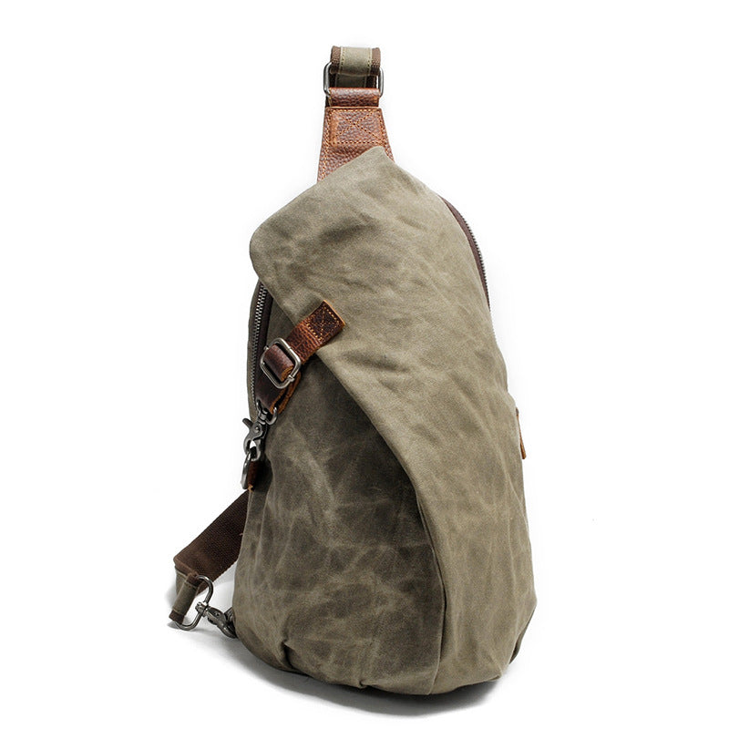 Men's Durable Oil Wax Canvas Retro Men's Chest Bags