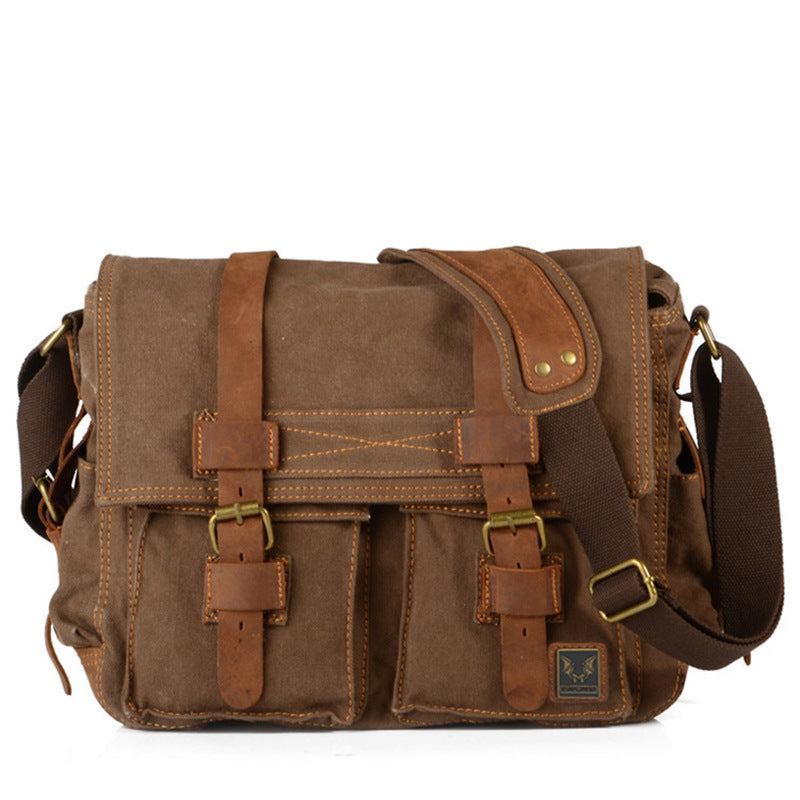 Men's Canvas Retro Horizontal Leisure Commuter Men's Messenger Bags