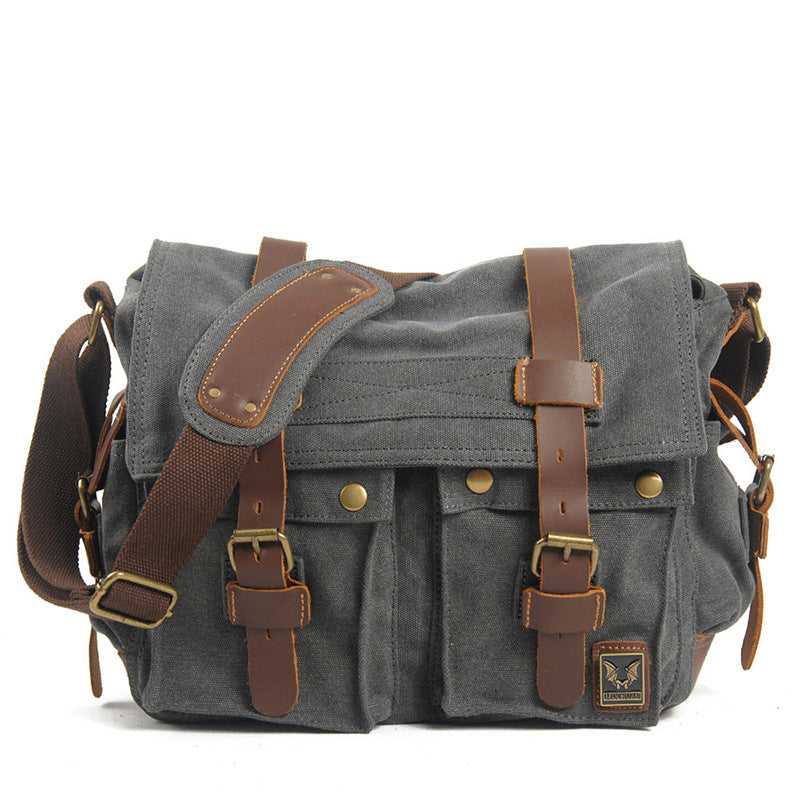 Men's Canvas Retro Horizontal Leisure Commuter Men's Messenger Bags