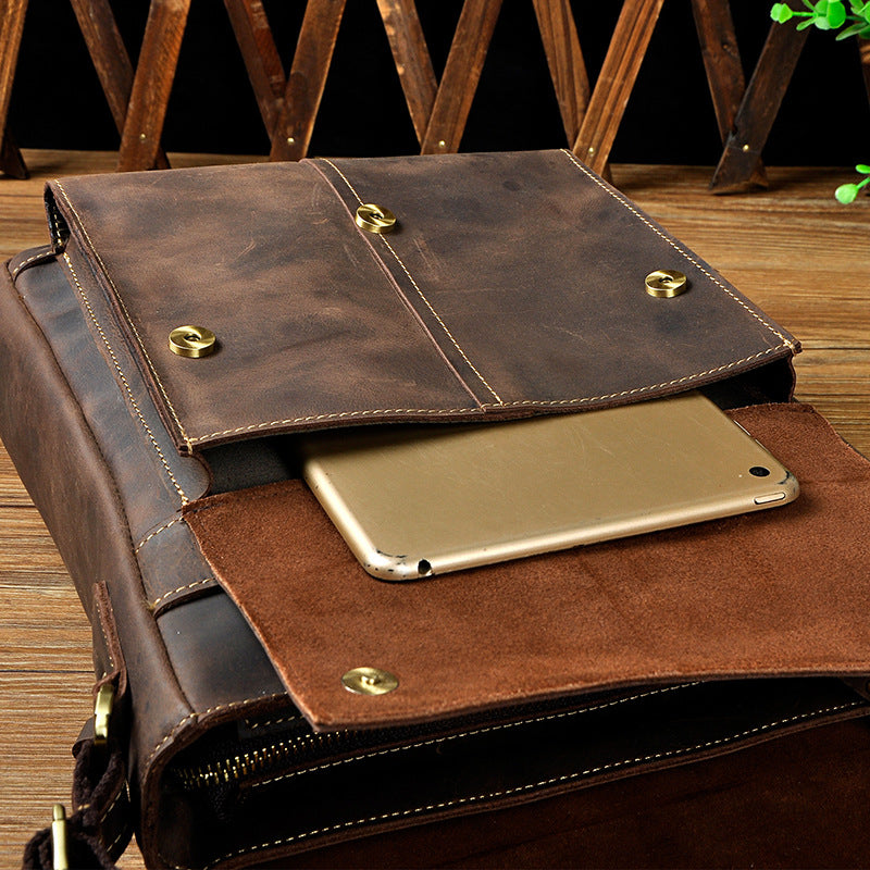 Men's Top Layer Crazy Horse Skin Cowhide Men's Messenger Bags