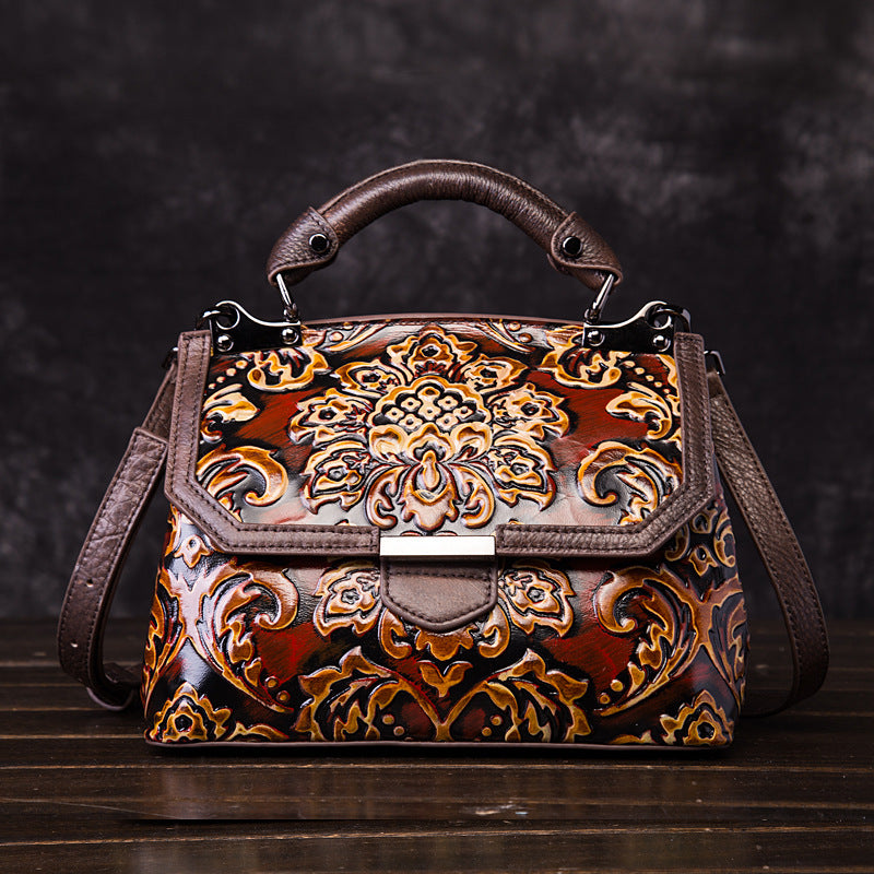 Women's Vintage Leather Portable Female National Style Handbags