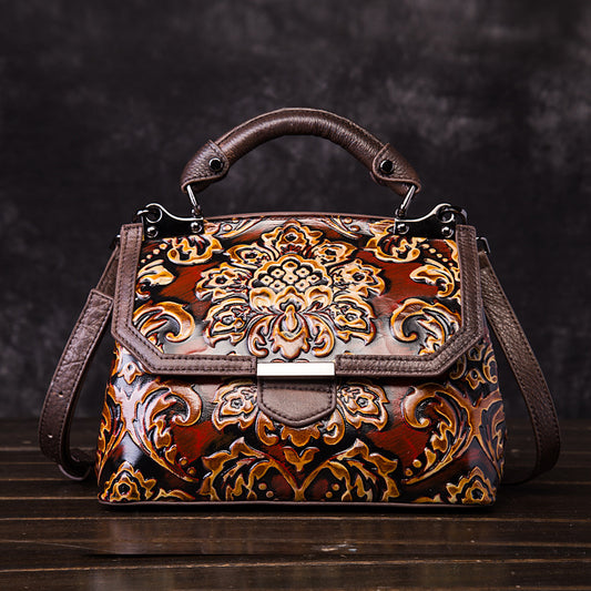 Women's Vintage Leather Portable Female National Style Handbags