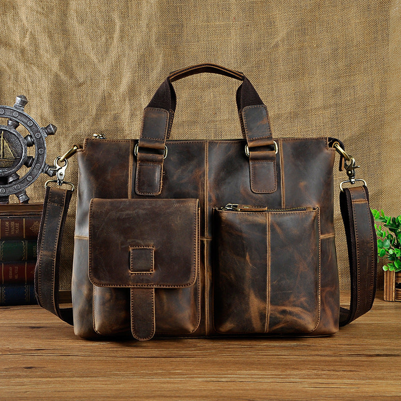 Men's First Layer Crazy Horse Leather Cowhide Bags