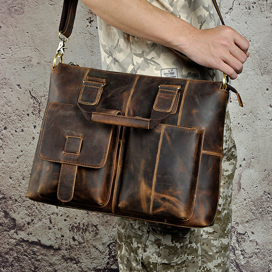 Men's First Layer Crazy Horse Leather Cowhide Bags
