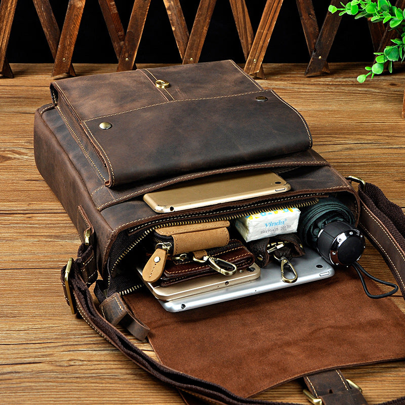 Men's Top Layer Crazy Horse Skin Cowhide Men's Messenger Bags