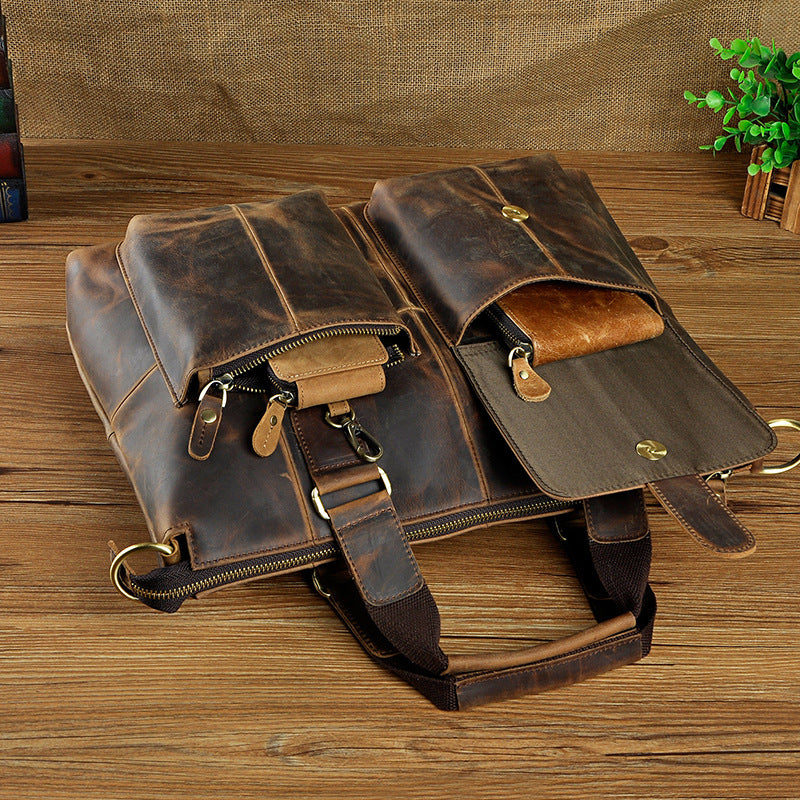 Men's First Layer Crazy Horse Leather Cowhide Bags