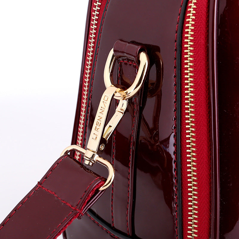Women's Genuine Leather Patent Glossy Shell Fashion Crossbody Bags