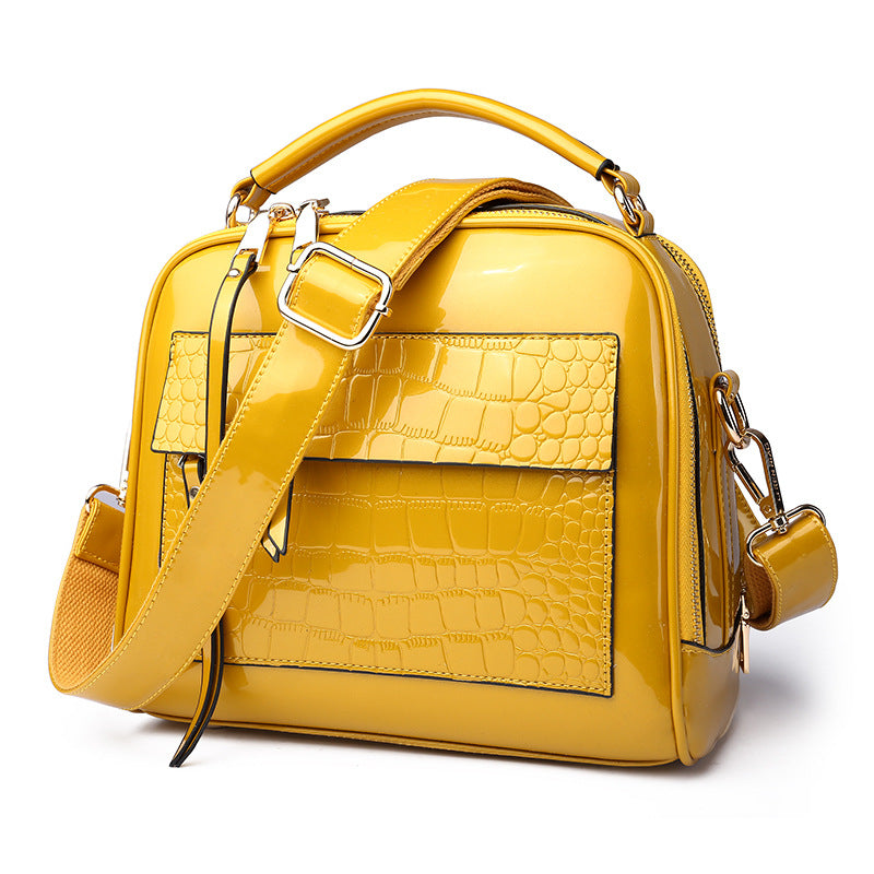 Women's Genuine Leather Patent Glossy Shell Fashion Crossbody Bags
