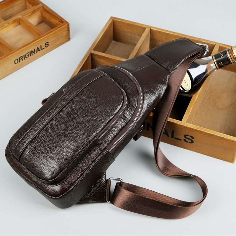 Men's Genuine Leather Full Cowhide Fashion Support Men's Chest Bags