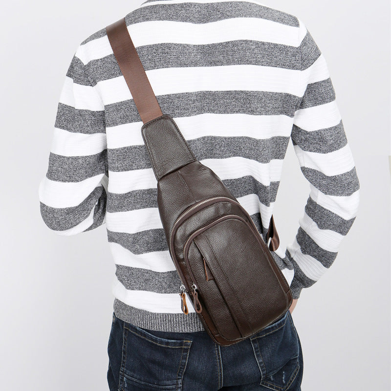 Men's Genuine Leather Full Cowhide Fashion Support Men's Chest Bags