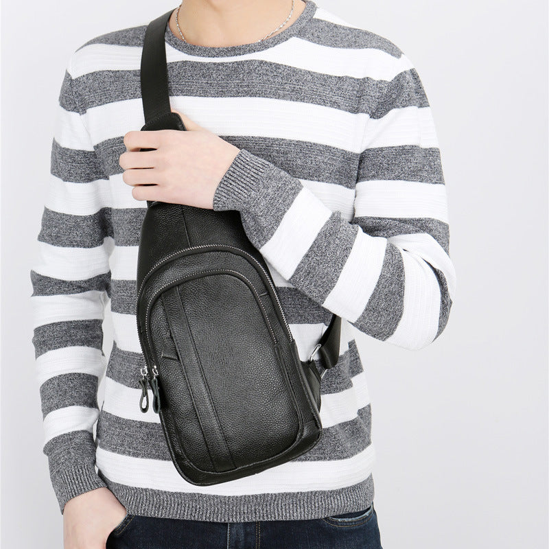 Men's Genuine Leather Full Cowhide Fashion Support Men's Chest Bags