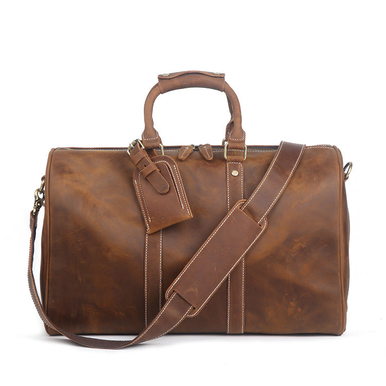 Men's Leather Crazy Horse Large Capacity Female Travel Bags