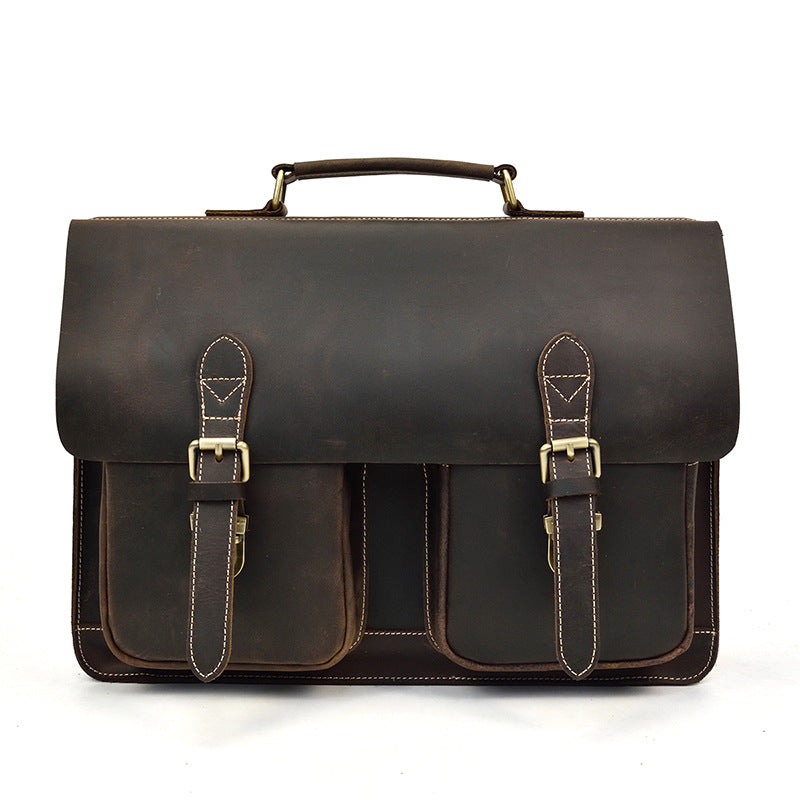 Retro Crazy Horse Leather Large Capacity Handbags