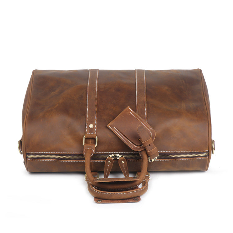 Men's Leather Crazy Horse Large Capacity Female Travel Bags