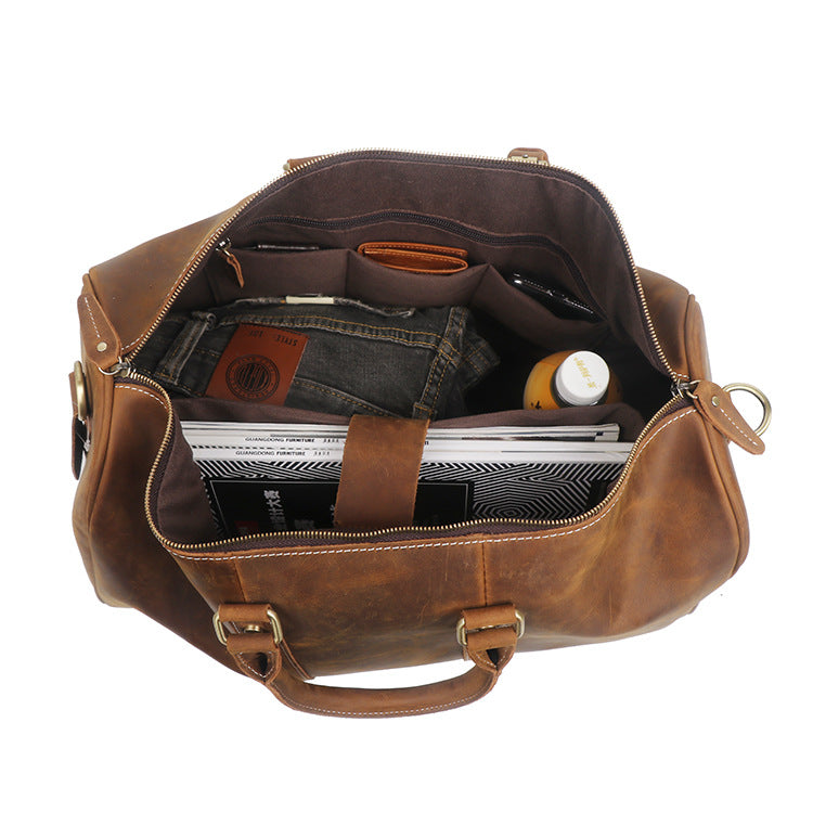 Men's Leather Crazy Horse Large Capacity Female Travel Bags