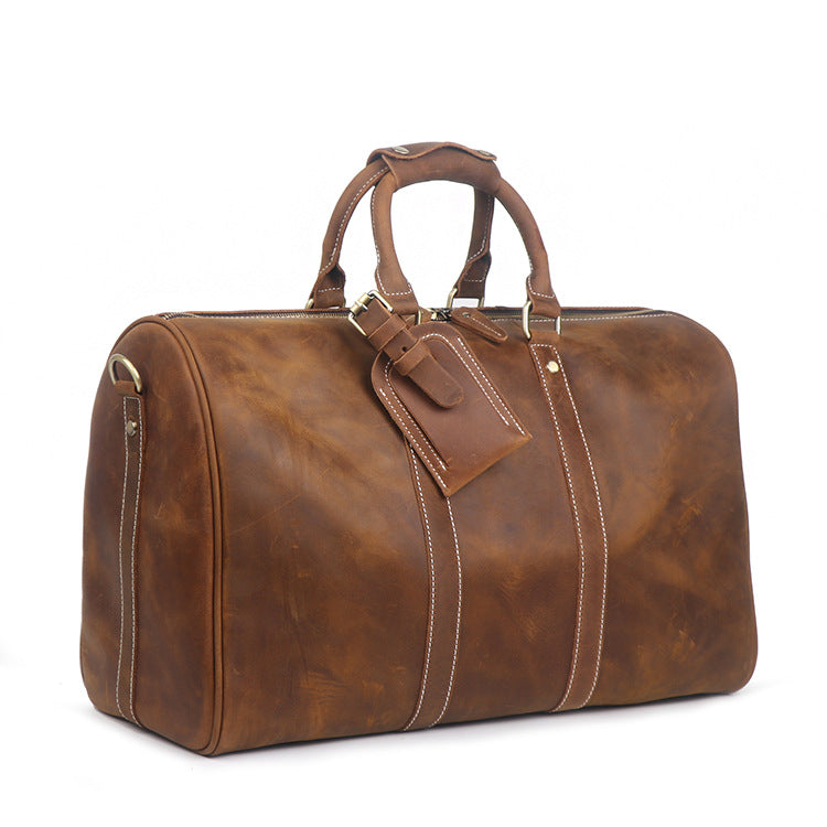 Men's Leather Crazy Horse Large Capacity Female Travel Bags