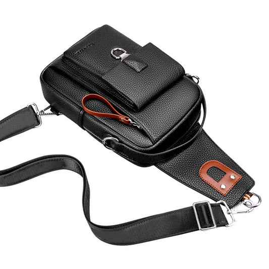 Versatile Men's Korean Trendy Soft Leather Men's Chest Bags