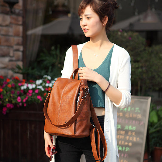 Women's Korean Style Fashionable Genuine Leather Backpacks