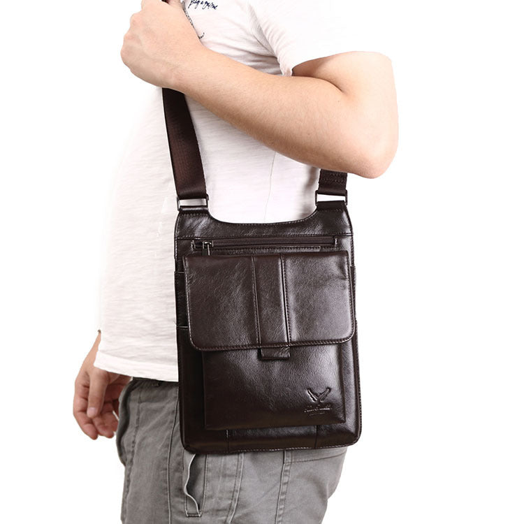 Men's Mini Genuine Leather First Layer Cowhide Bags