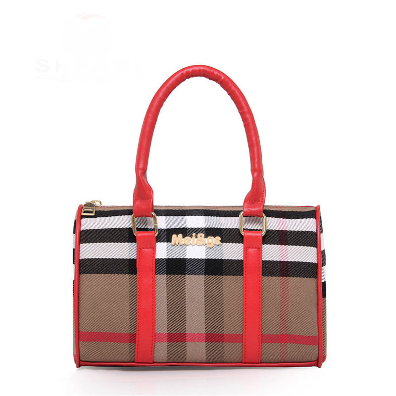 Women's Pretty Fashion Plaid Canvas Portable Shoulder Bags