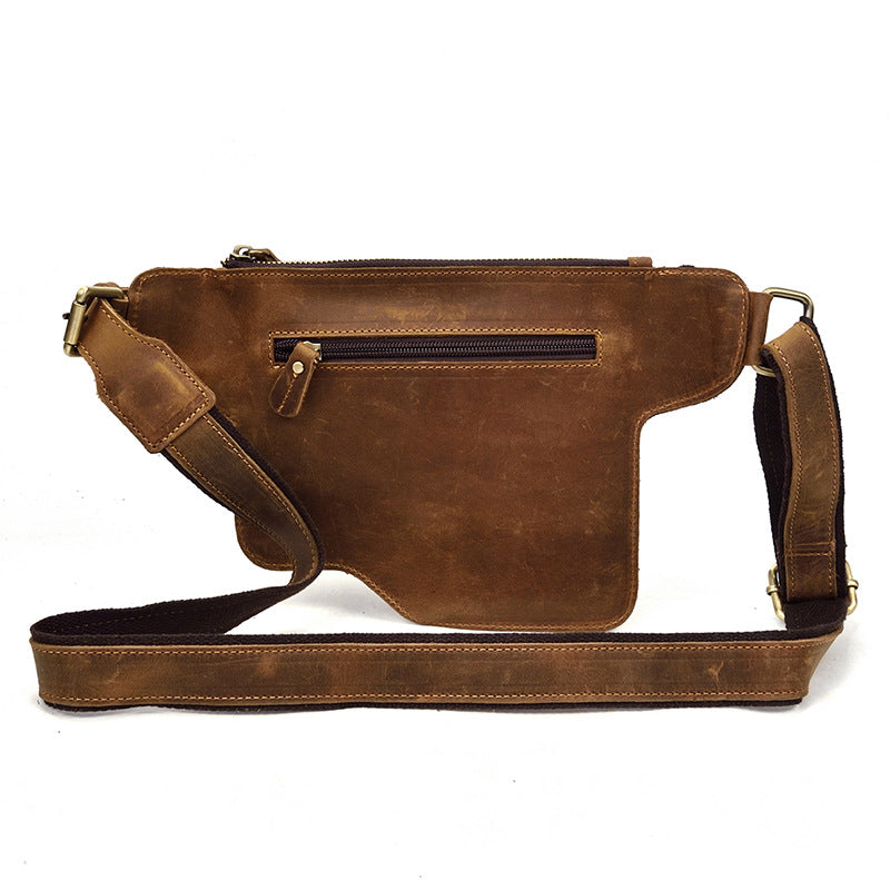 Men's Crazy Horse Leather Retro Pocket First Men's Chest Bags