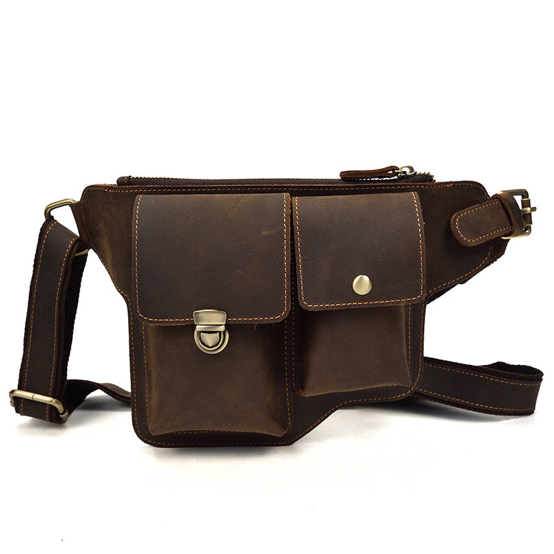 Men's Crazy Horse Leather Retro Pocket First Men's Chest Bags