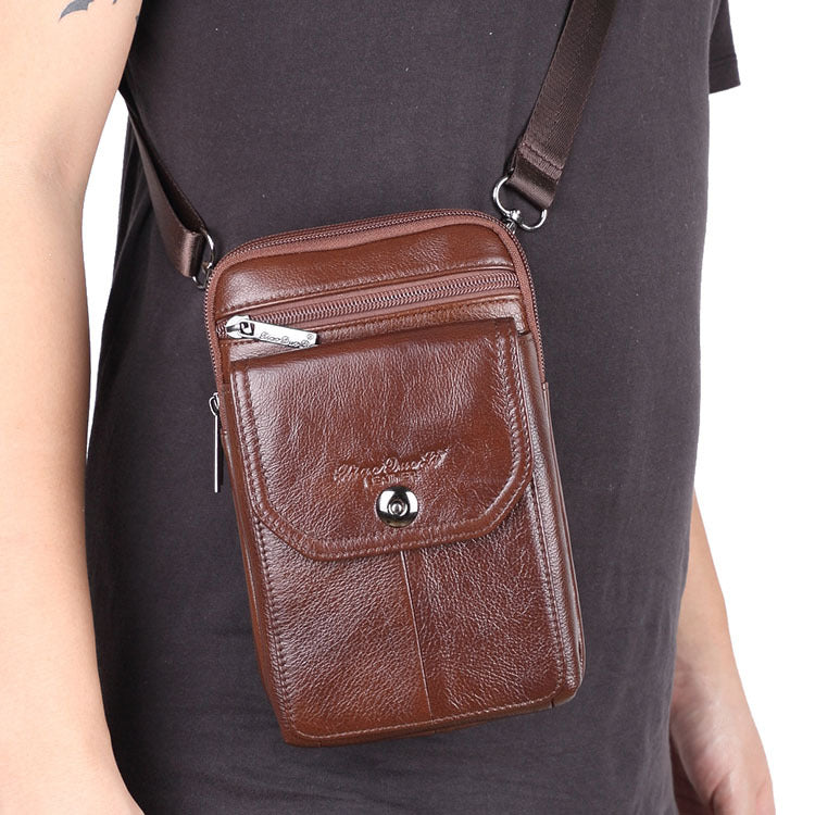 Men's Popular Leather Mini Pouch Cowhide Men's Waist Packs