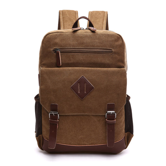 Men's Quality Washed Canvas Solid Color Large Backpacks