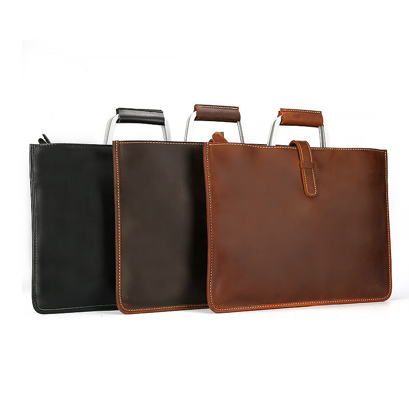 Men's Horizontal Retro Business Genuine Cattlehide Surface Men's Handbags