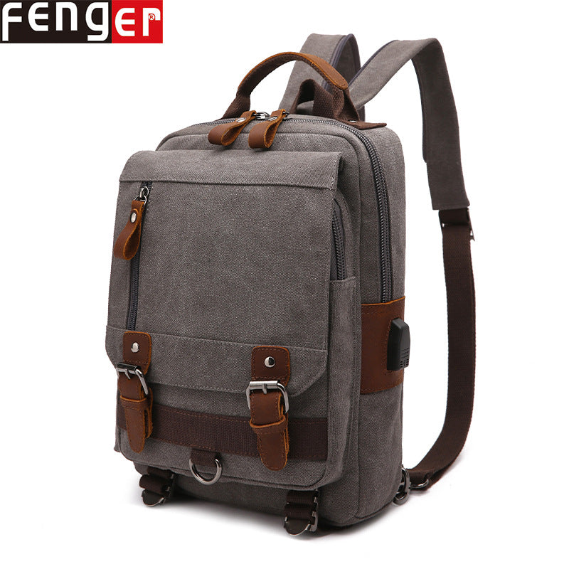 Women's & Men's Source Crazy Horse Leather Canvas Charging Backpacks