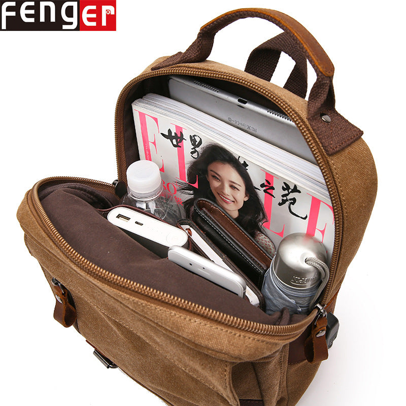 Women's & Men's Source Crazy Horse Leather Canvas Charging Backpacks