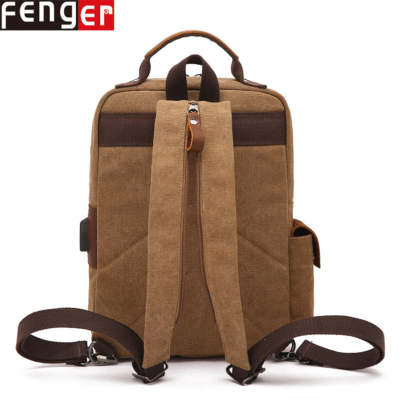 Women's & Men's Source Crazy Horse Leather Canvas Charging Backpacks