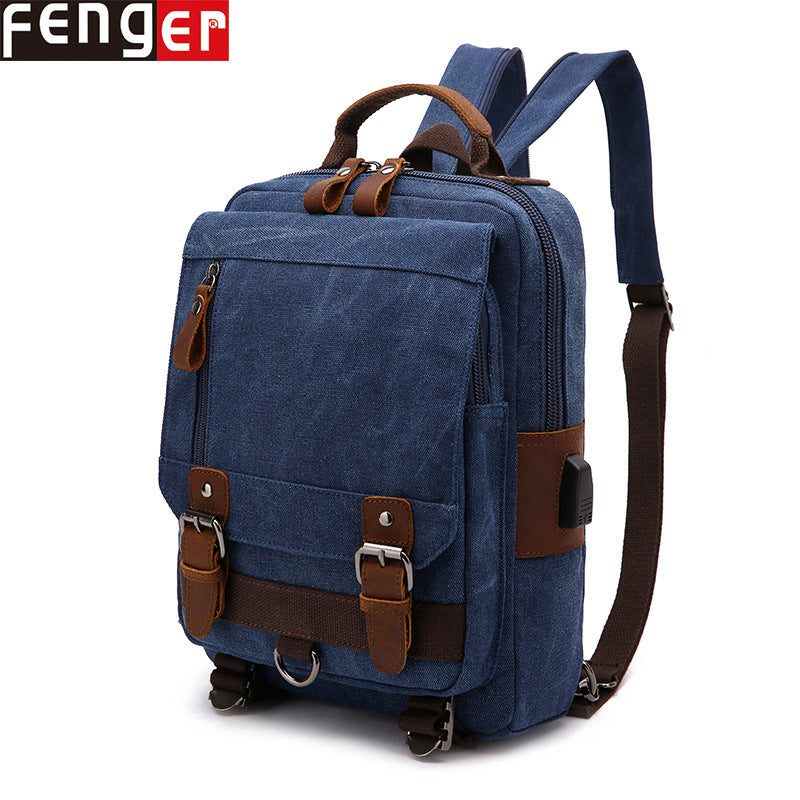 Women's & Men's Source Crazy Horse Leather Canvas Charging Backpacks