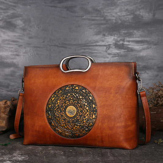 Women's Layer Cowhide Brushed Retro Large Capacity Shoulder Bags