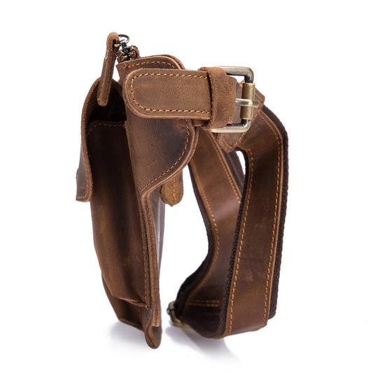 Men's Genuine Leather Crazy Horse Closed Toe Layer Cowhide Personalized Men's Waist Packs
