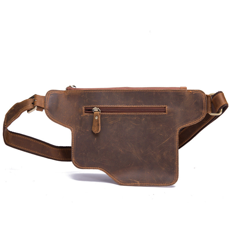 Men's Genuine Leather Crazy Horse Closed Toe Layer Cowhide Personalized Men's Waist Packs