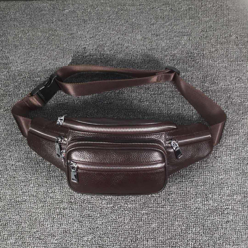 Men's Leather Large Capacity First Layer Cowhide Men's Waist Packs