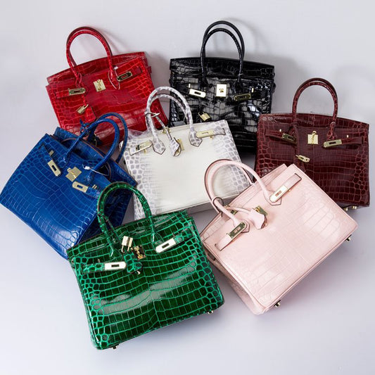 Women's Charming Crocodile Pattern Platinum Leather Handbags