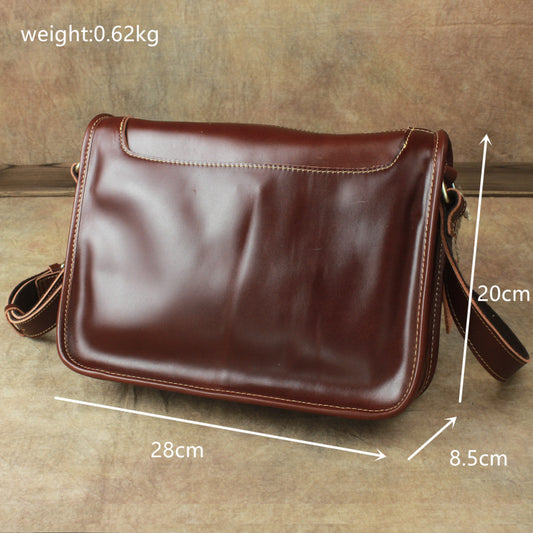 Women's & Men's Layer Cowhide Handmade Crazy Horse Leather Men's Shoulder Bags